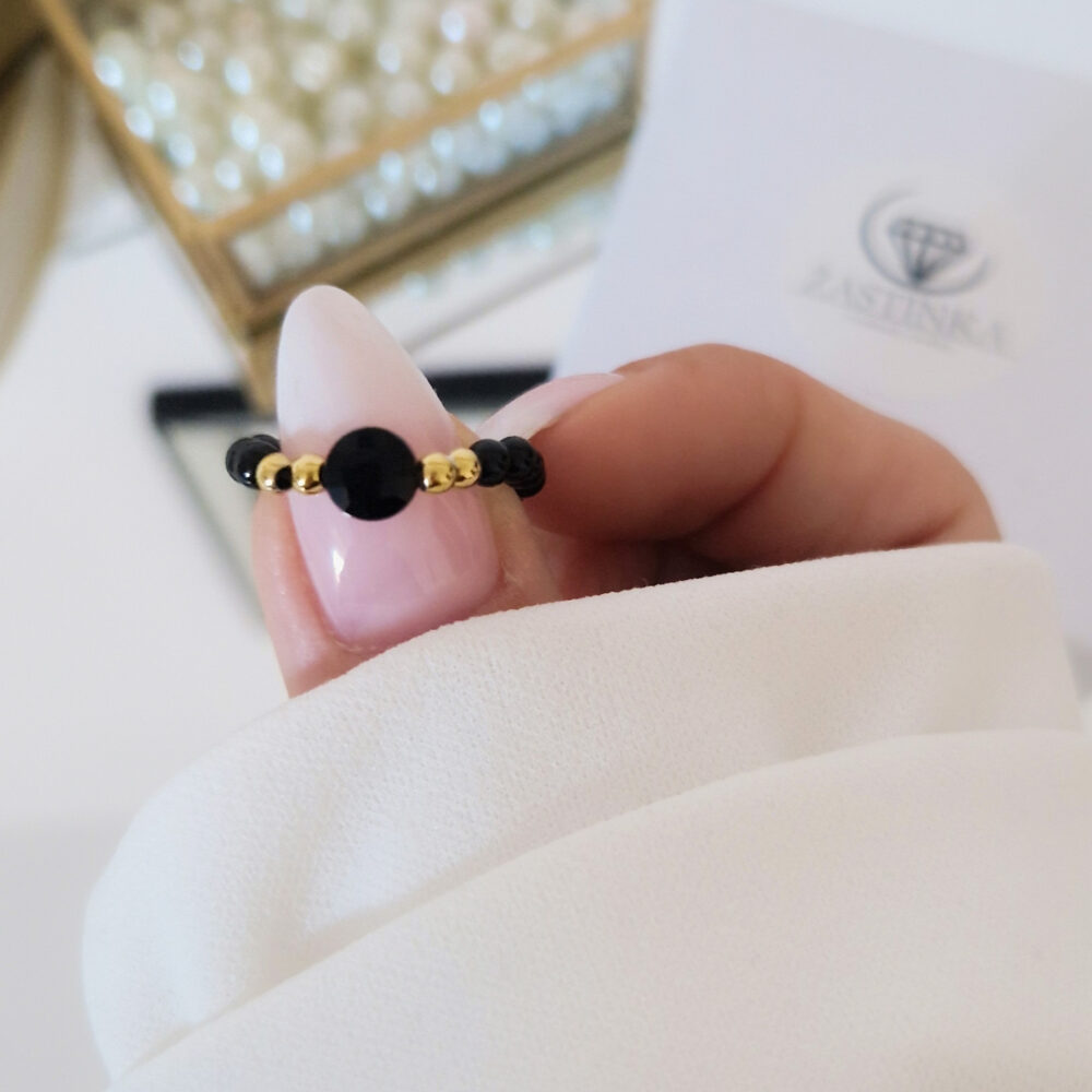 Pierścionek elastyczny Black Diamond Onyks