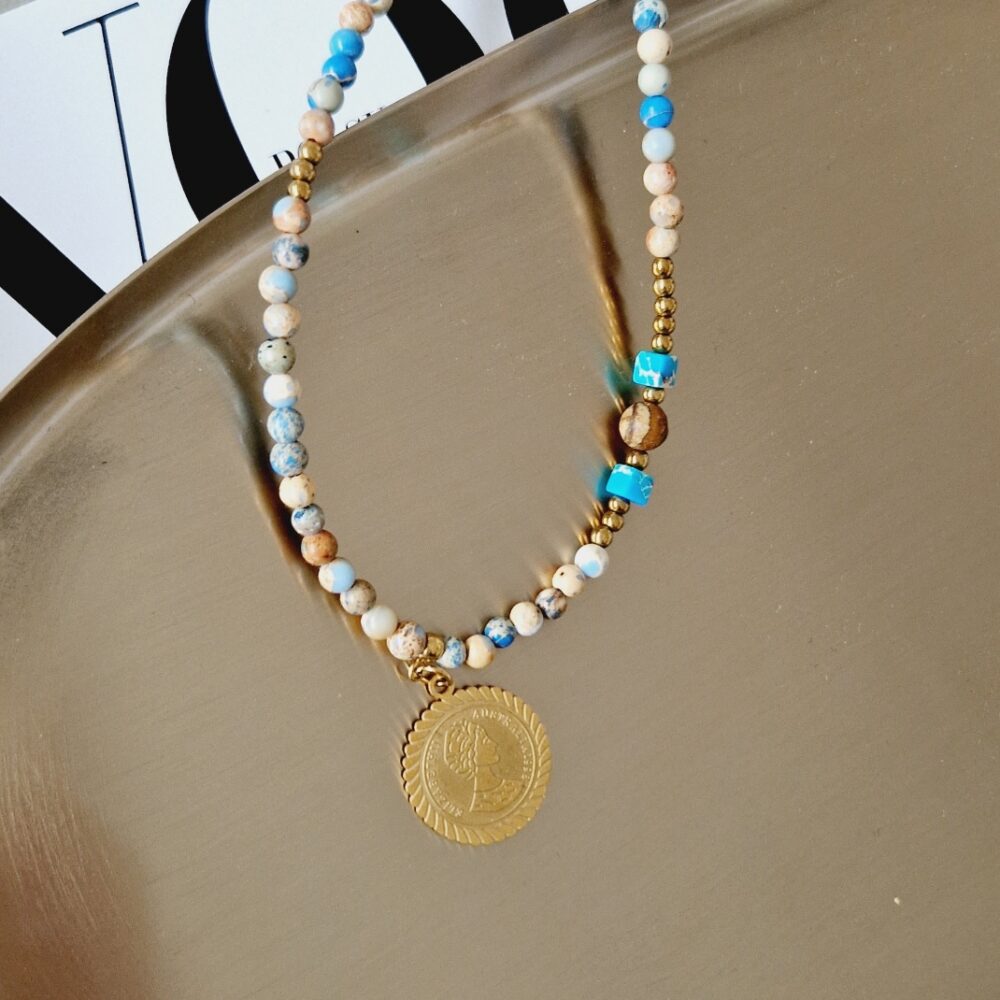 Naszyjnik choker z kamieni Błękit Jaspisu