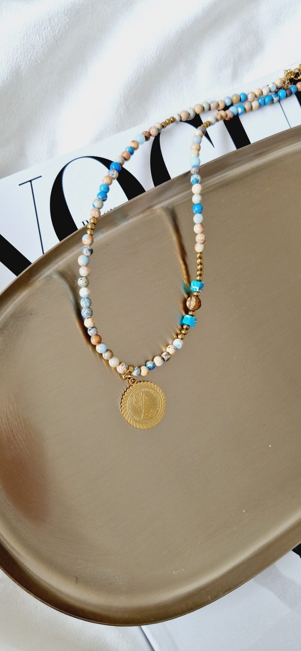 Naszyjnik choker z kamieni Błękit Jaspisu