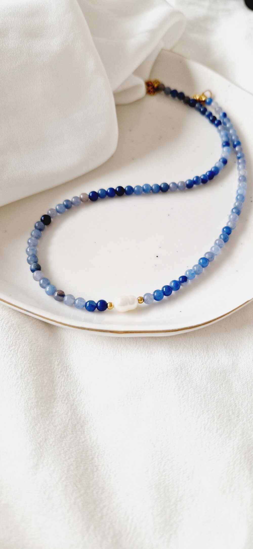 Naszyjnik choker z kamieni Awenturyn Blue Perła