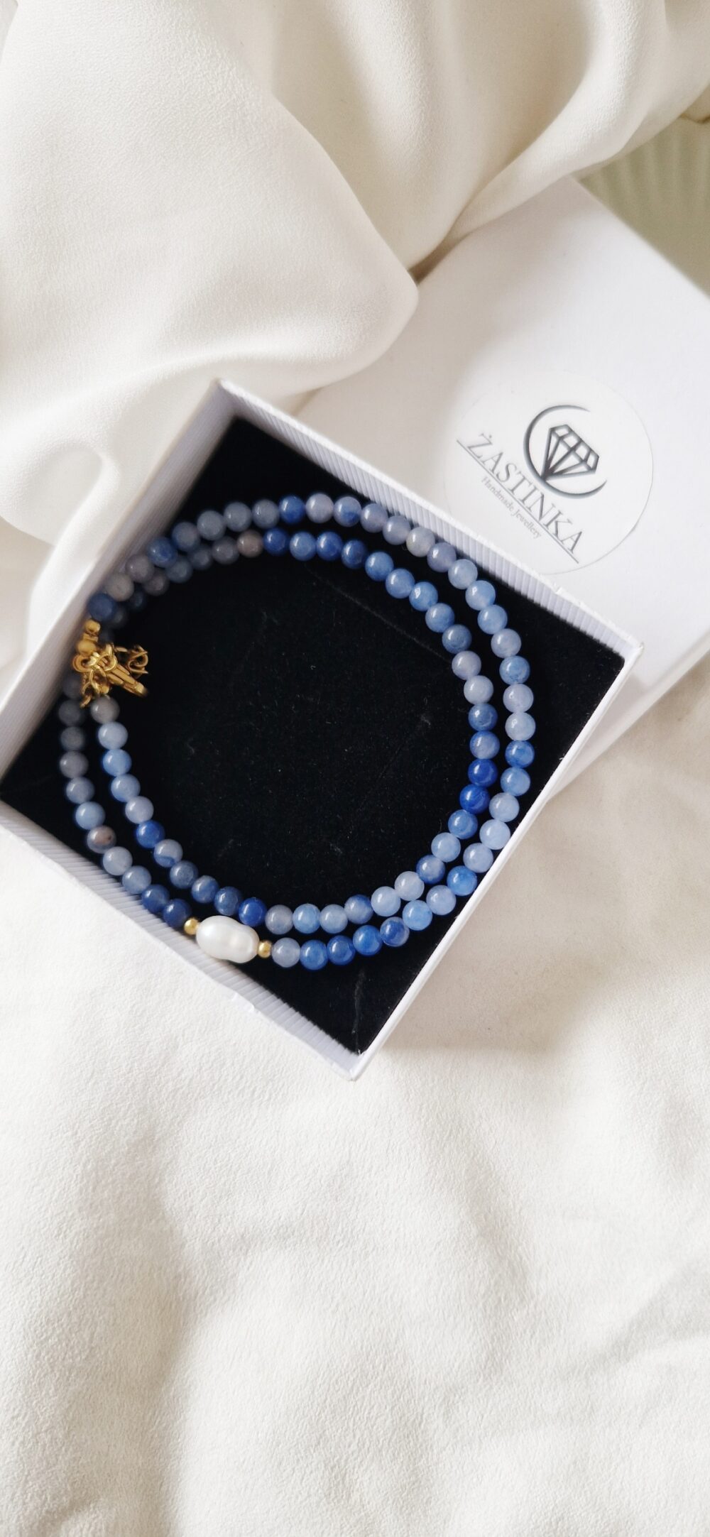 Naszyjnik choker z kamieni Awenturyn Blue Perła