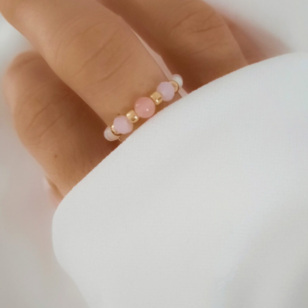 Pierścionek elastyczny Jadeit Pink