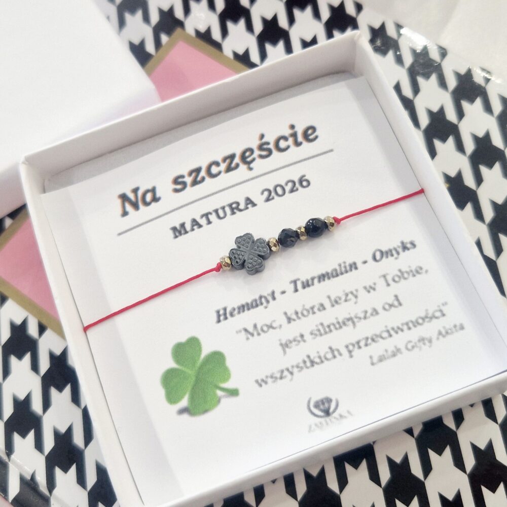 Bransoletka szczęścia Matura 2026 Koniczynka Turmalin