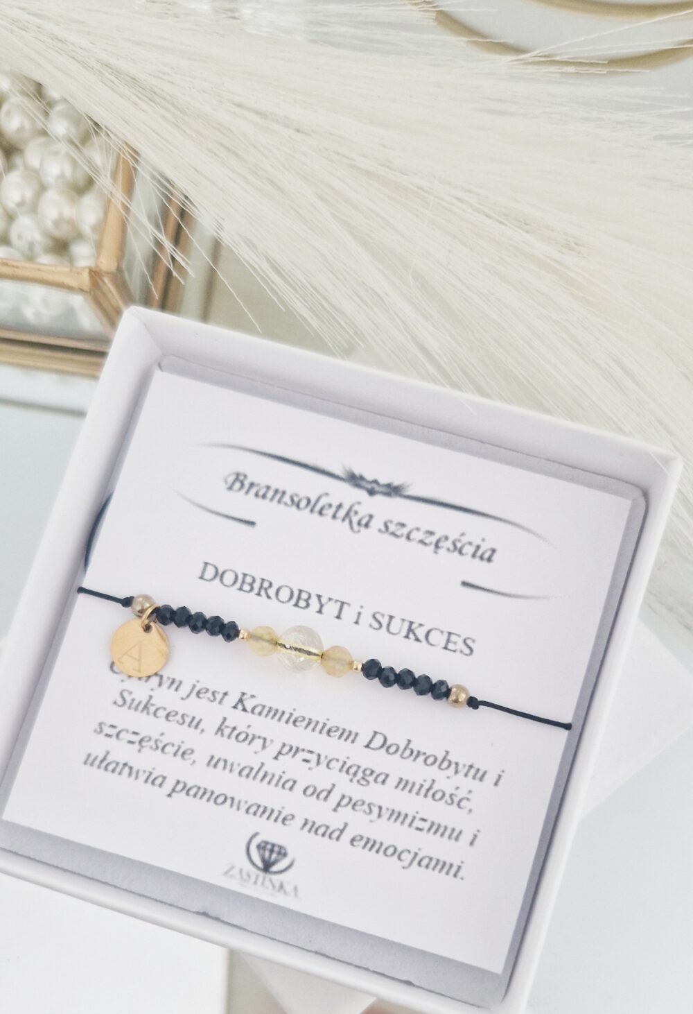 Elegancka, personalizowana bransoletka Dobrobytu i Sukcesu Cytryn Grawer z kamieniami cytrynu z grawerem to świetny pomysł na Prezent!!