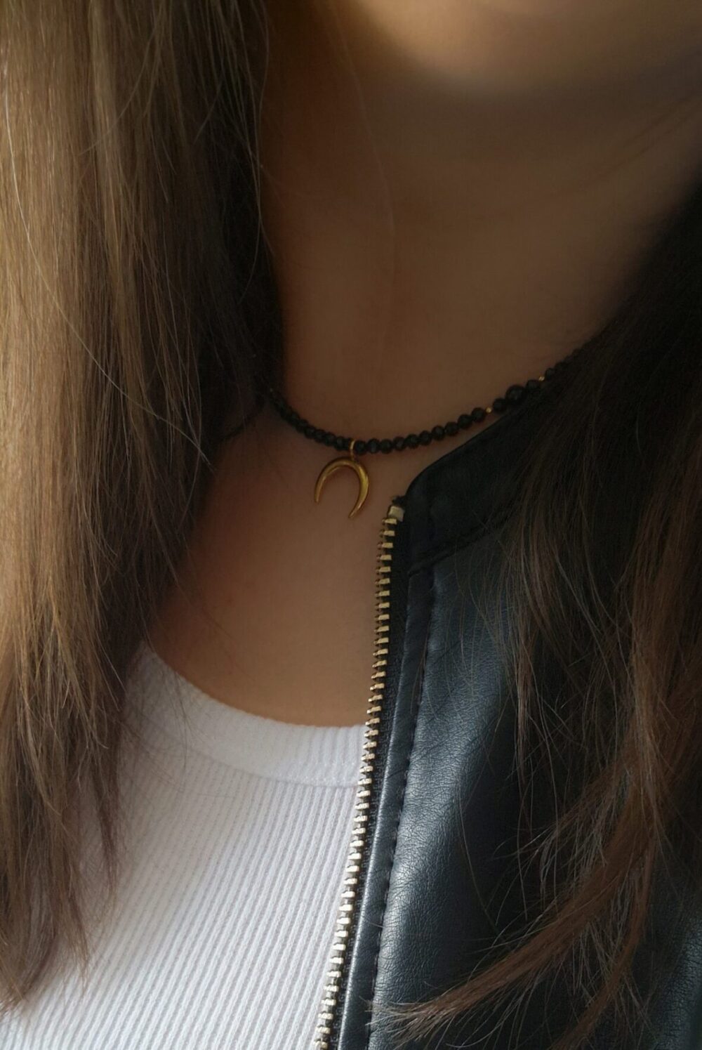 Naszyjnik choker z kamieni Turmalin Lunula