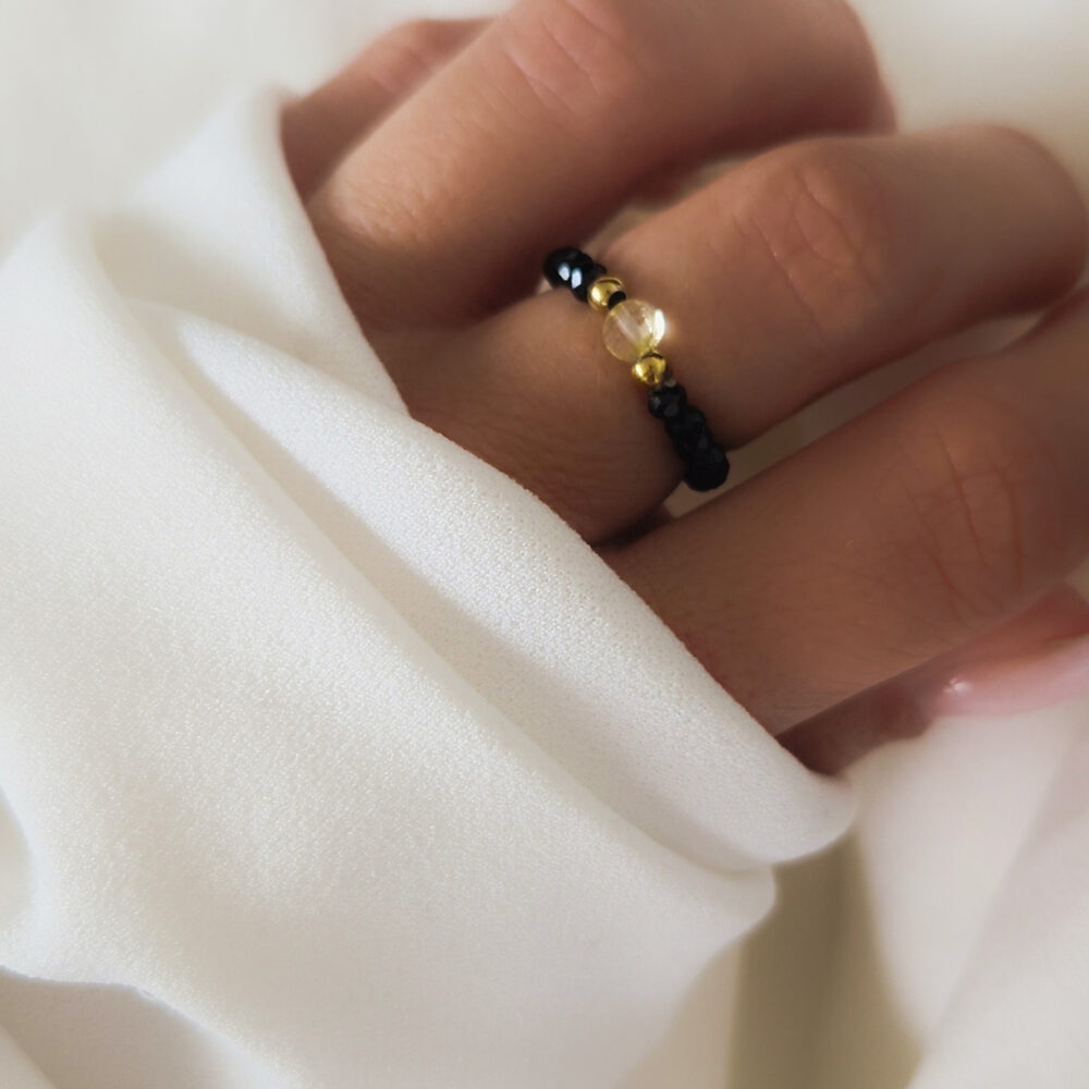 Pierścionek elastyczny Turmalin i Cytryn