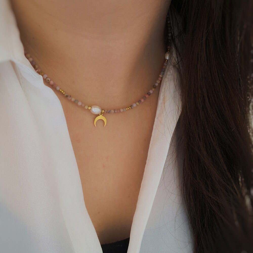 Naszyjnik choker z kamieni Opalowy Blask