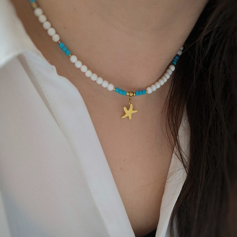 Naszyjnik choker z kamieni Magnezyt Glam Starfish