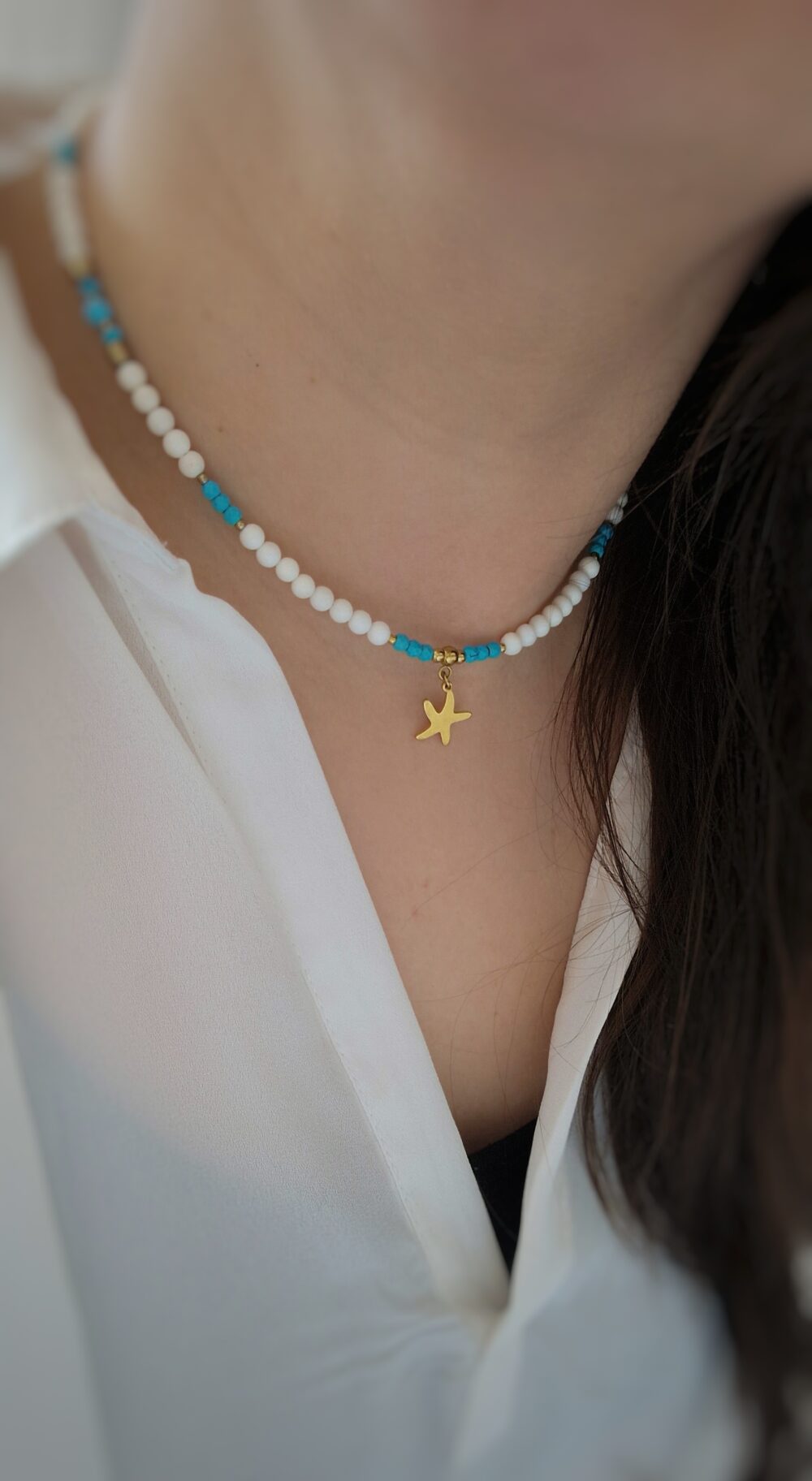 Naszyjnik choker z kamieni Magnezyt Glam Starfish