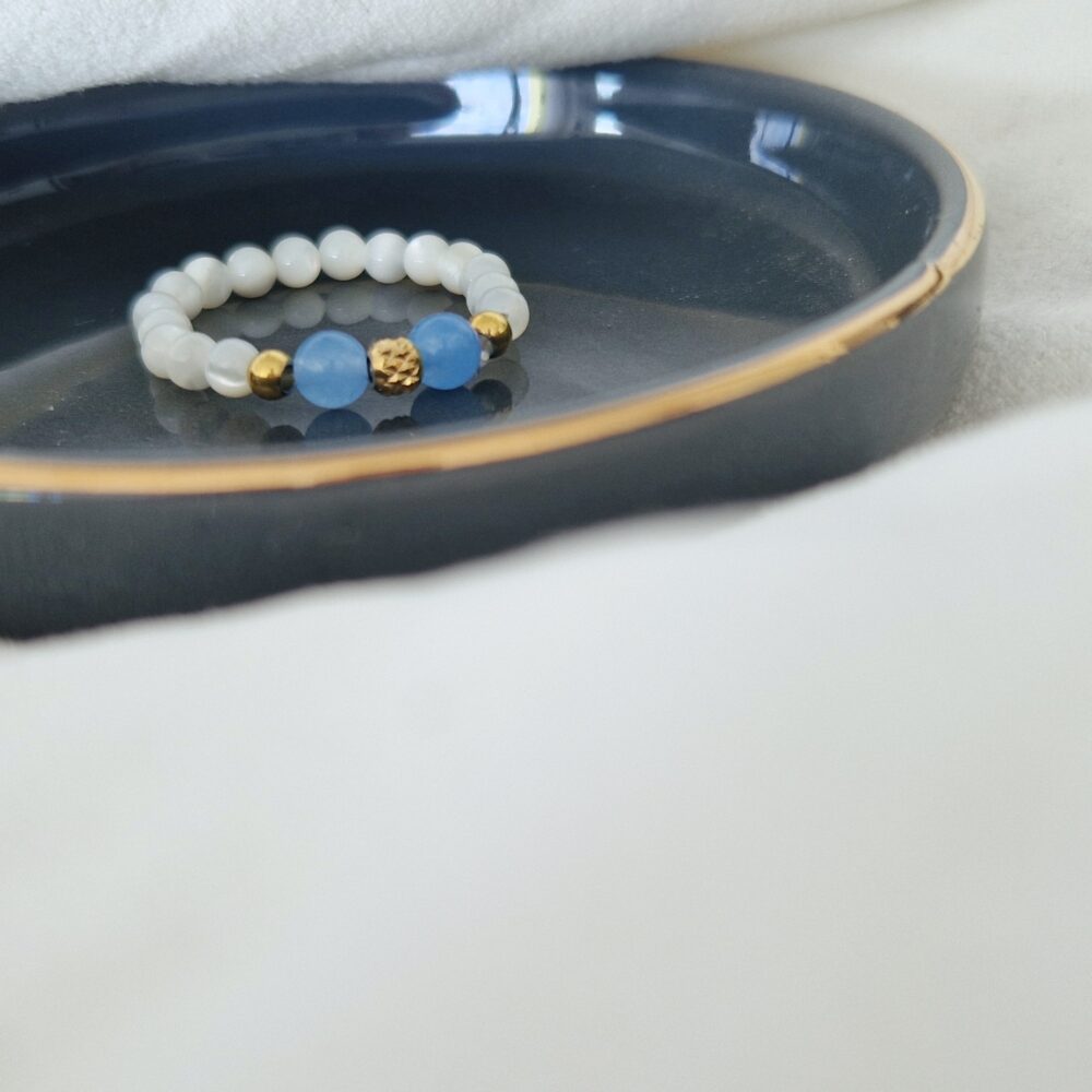 Pierścionek elastyczny Agat Blue