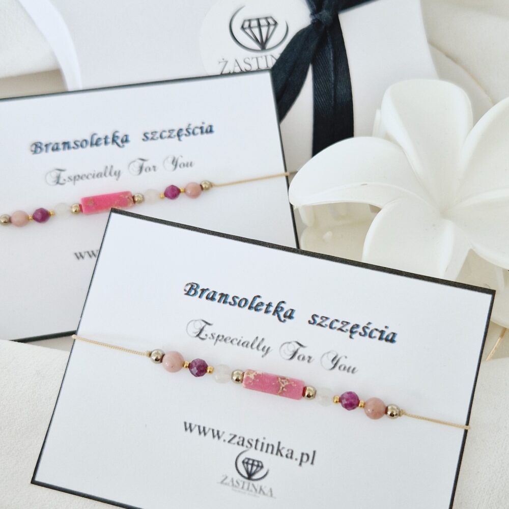 Bransoletka szczęścia Pink Jaspis & Rubin