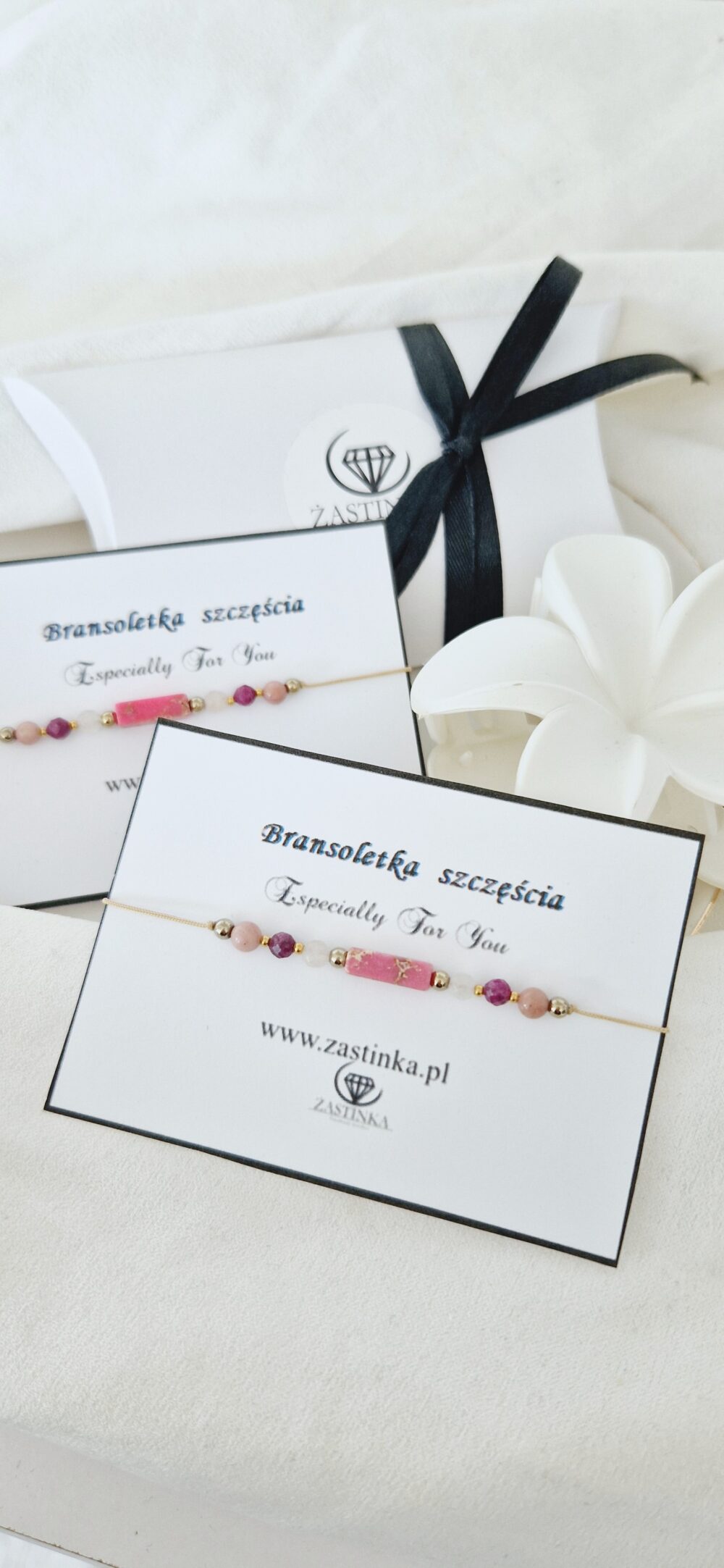 Bransoletka szczęścia Pink Jaspis & Rubin
