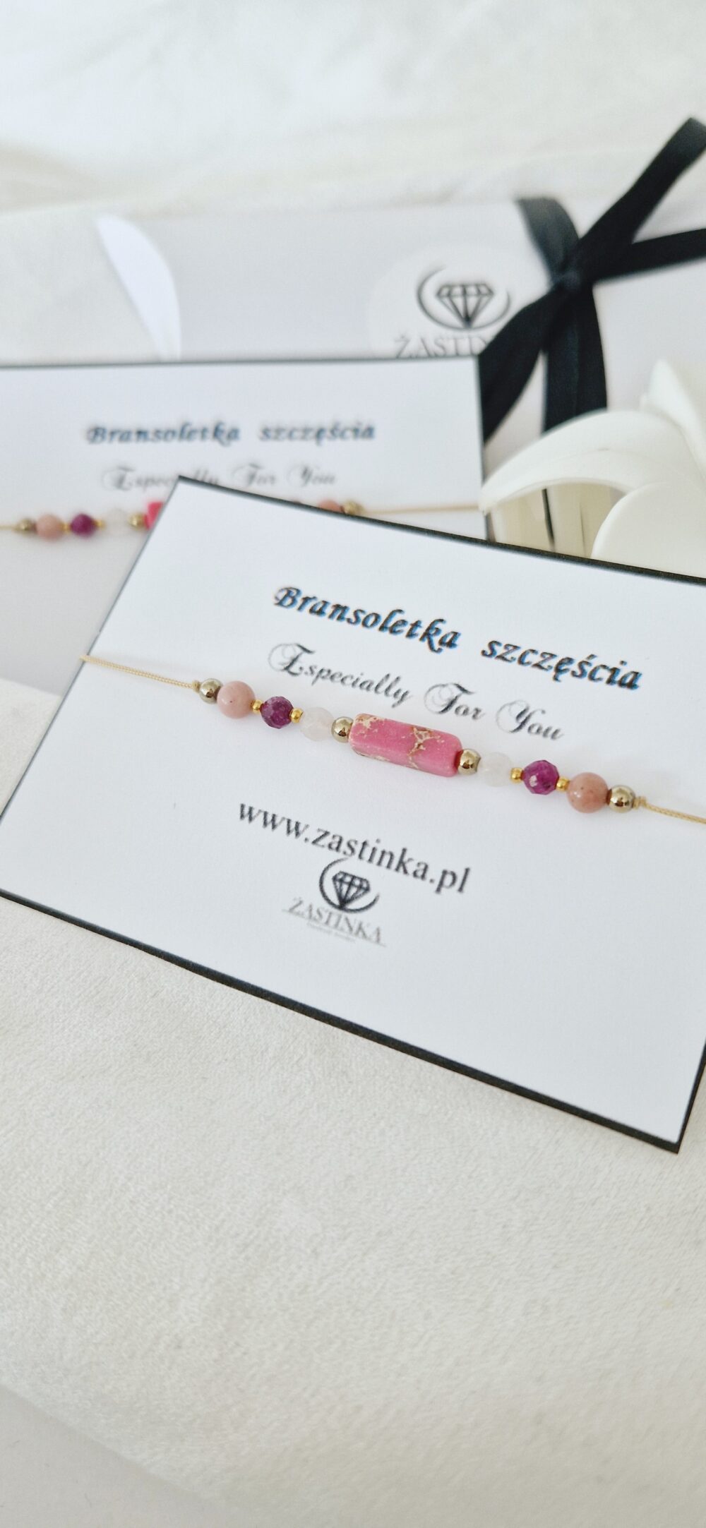 Bransoletka szczęścia Pink Jaspis & Rubin