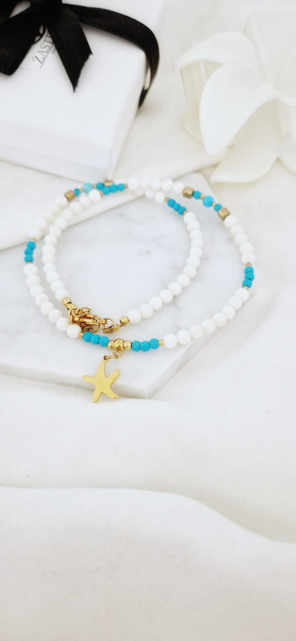 Naszyjnik choker z kamieni Magnezyt Glam Starfish