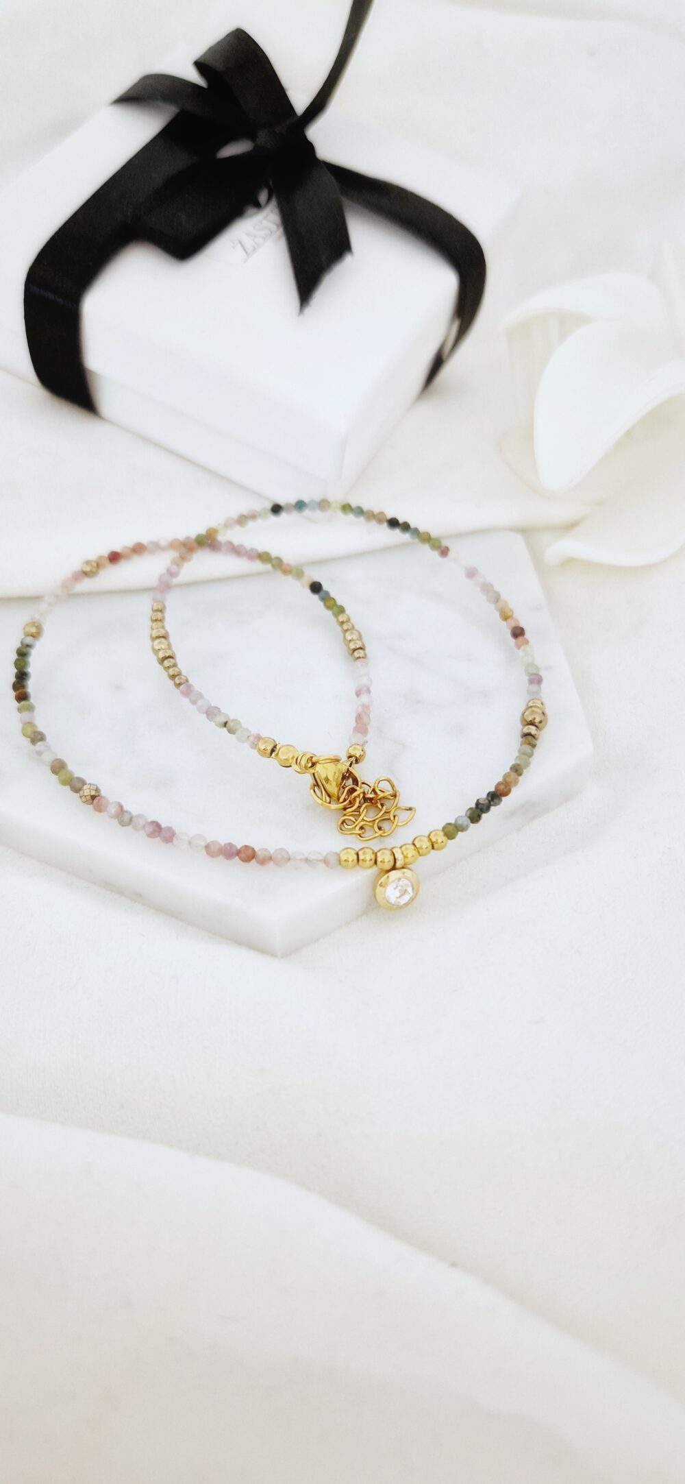 Naszyjnik choker z kamieni Turmalin Zirconia