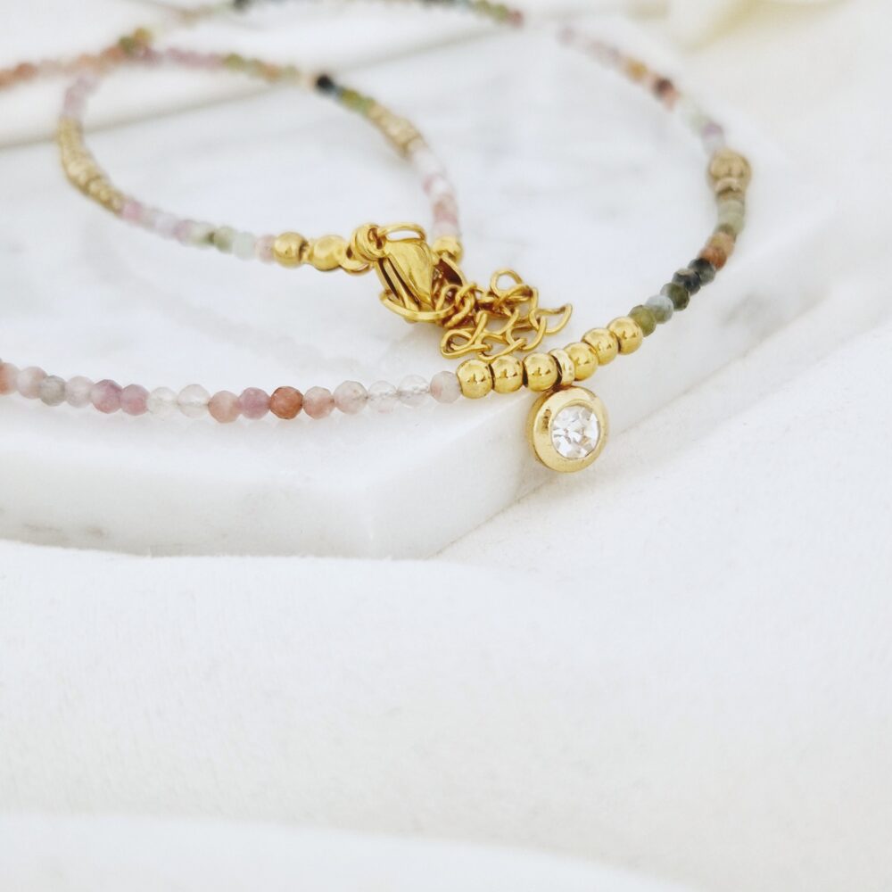 Naszyjnik choker z kamieni Turmalin Zirconia