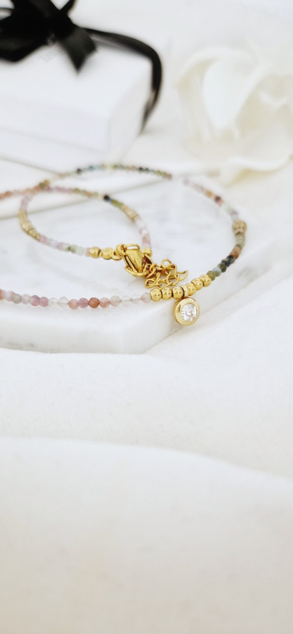 Naszyjnik choker z kamieni Turmalin Zirconia
