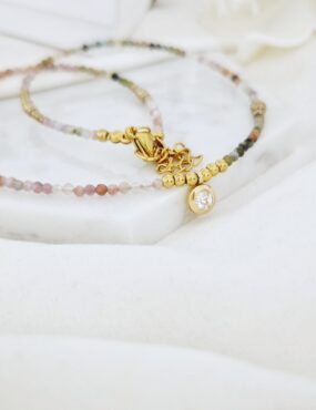 Naszyjnik choker z kamieni Turmalin Zirconia