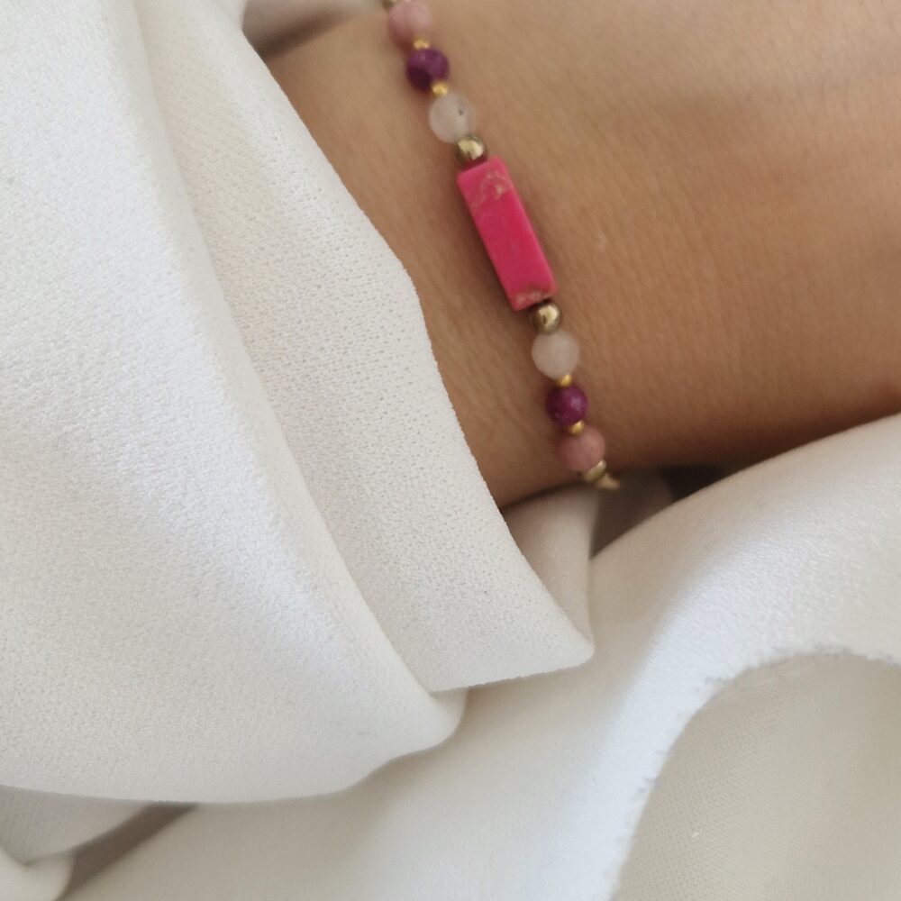 Bransoletka szczęścia Pink Jaspis & Rubin