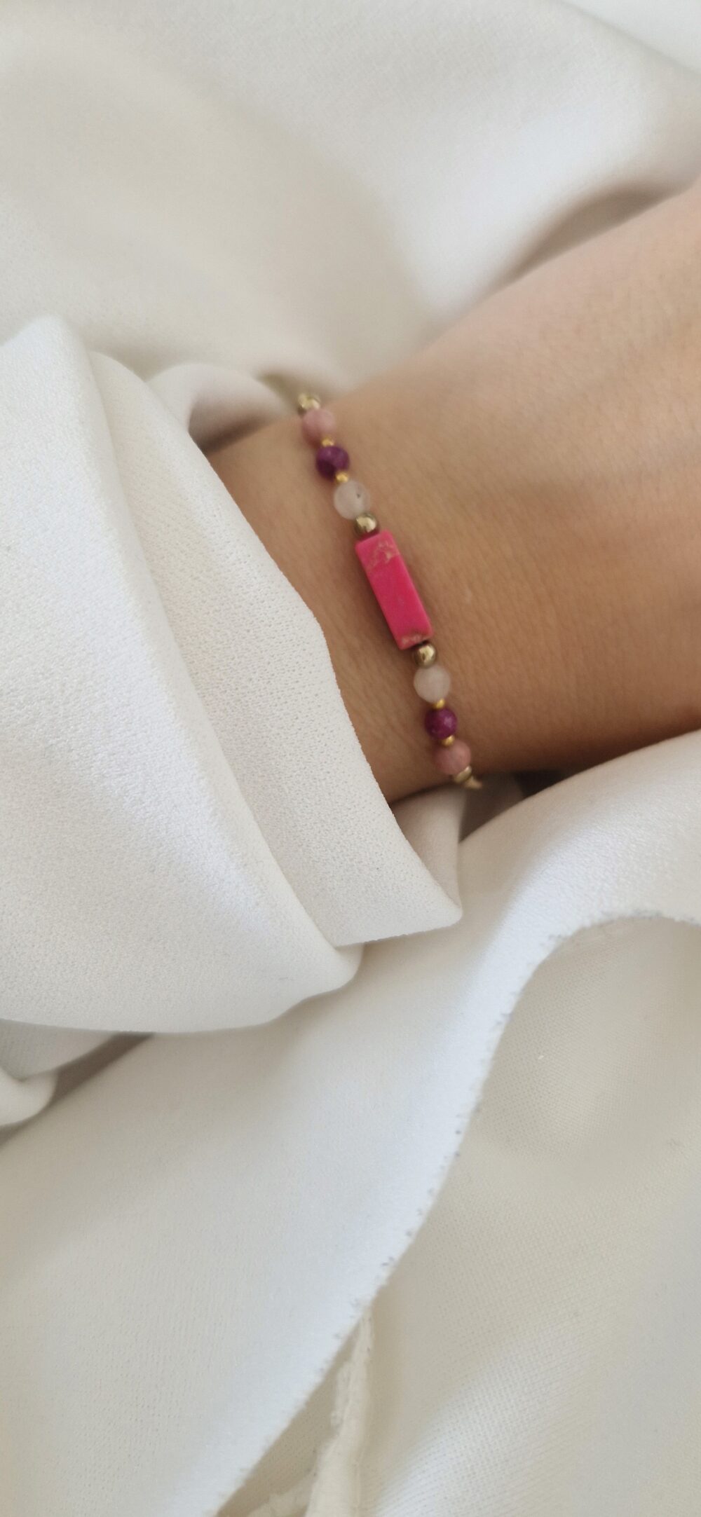 Bransoletka szczęścia Pink Jaspis & Rubin