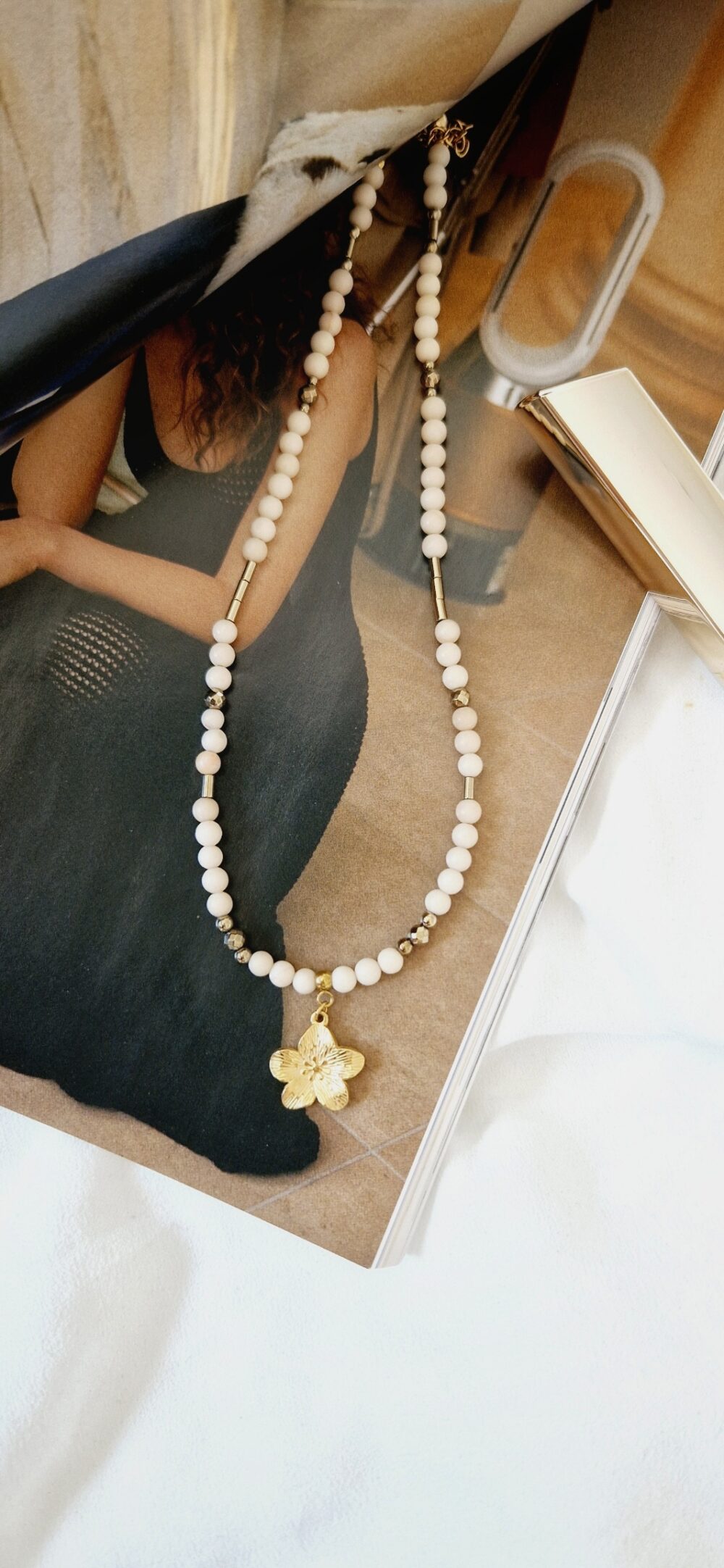 Naszyjnik choker z kamieni Jaspis Golden Blossom