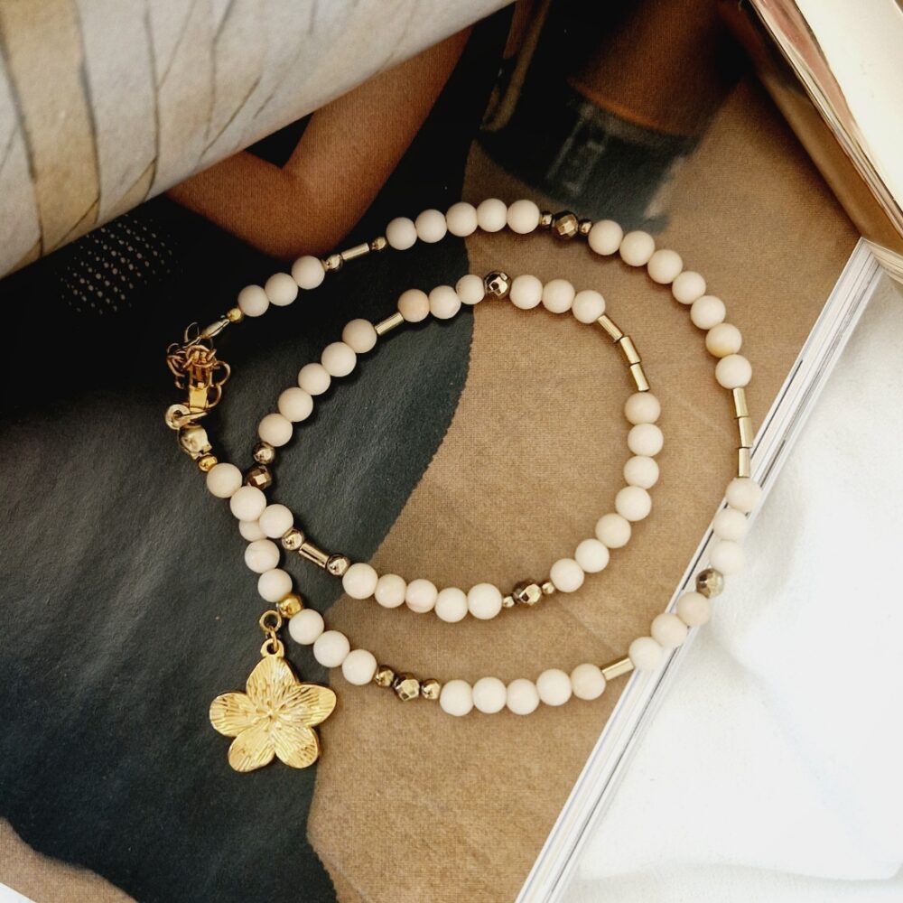 Naszyjnik choker z kamieni Jaspis Golden Blossom