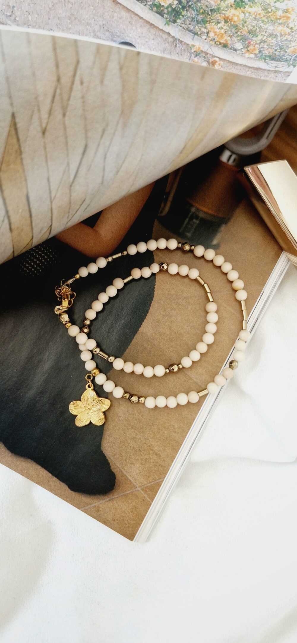 Naszyjnik choker z kamieni Jaspis Golden Blossom