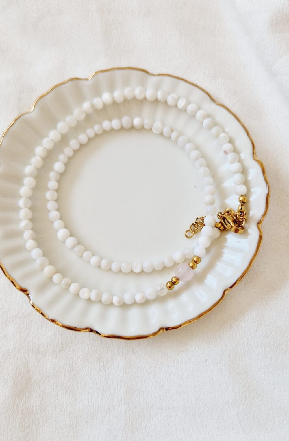 Naszyjnik choker Kwarc Różowy Pearls