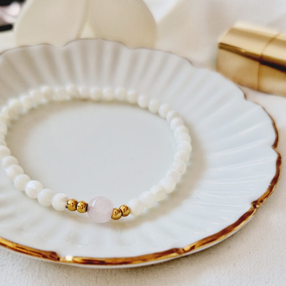 Bransoletka z kamieni Kwarc Różowy Pearls