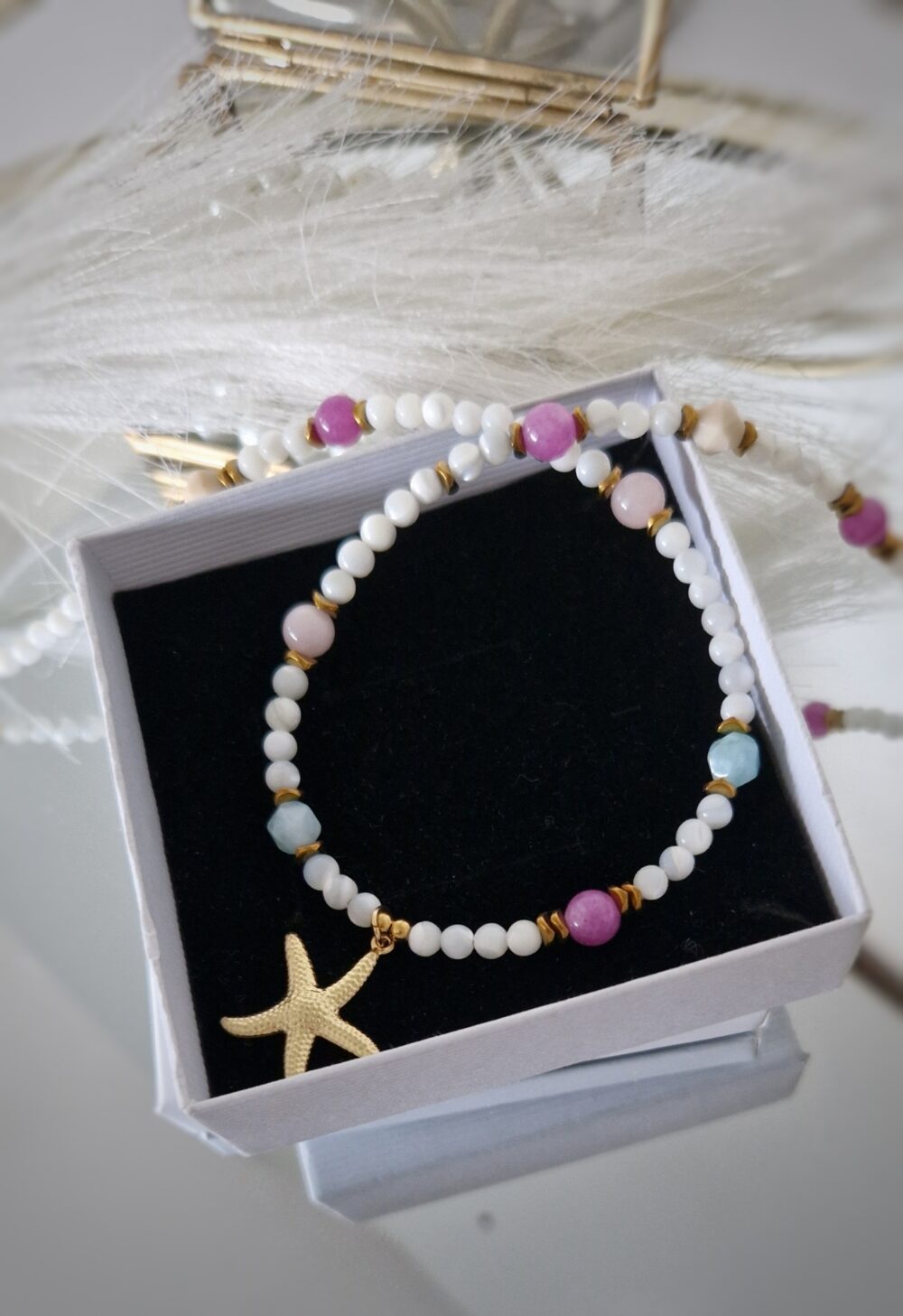 Naszyjnik choker z kamieni Agat Ocean Whisper