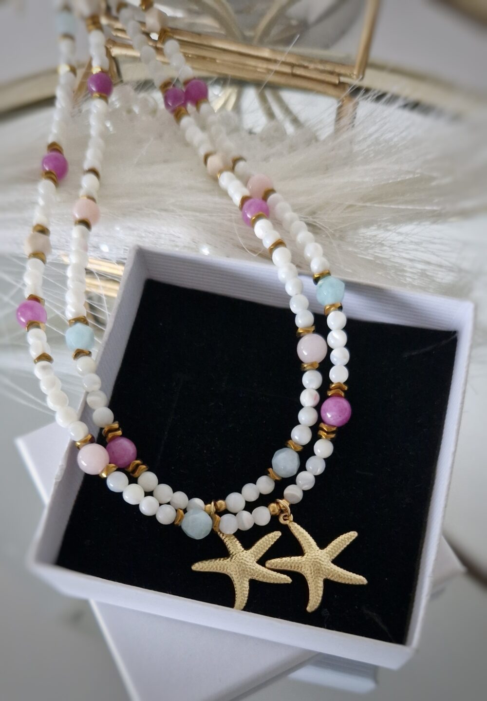 Naszyjnik choker z kamieni Agat Ocean Whisper