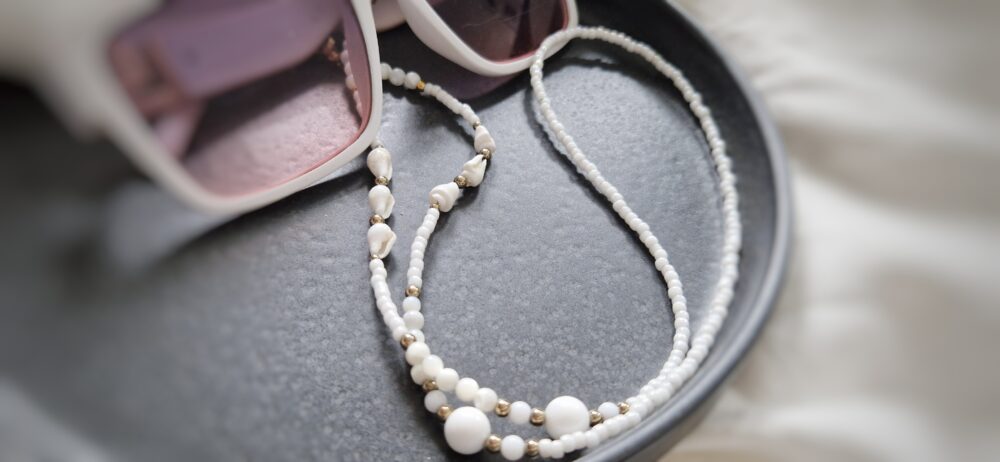 Łańcuszek do okularów z kamieni Agat Seashells