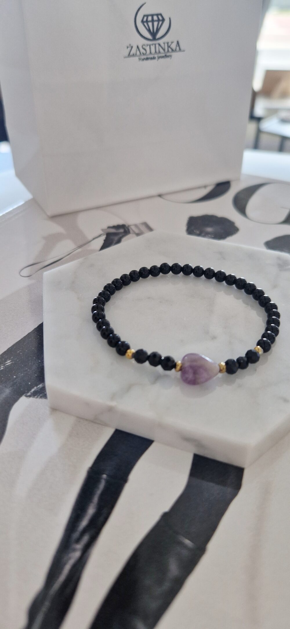 Bransoletka z kamieni Turmalin & Onyks Heart