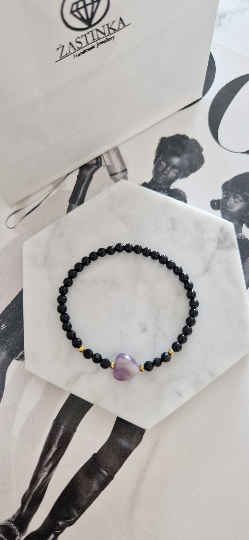 Bransoletka z kamieni Turmalin & Onyks Heart