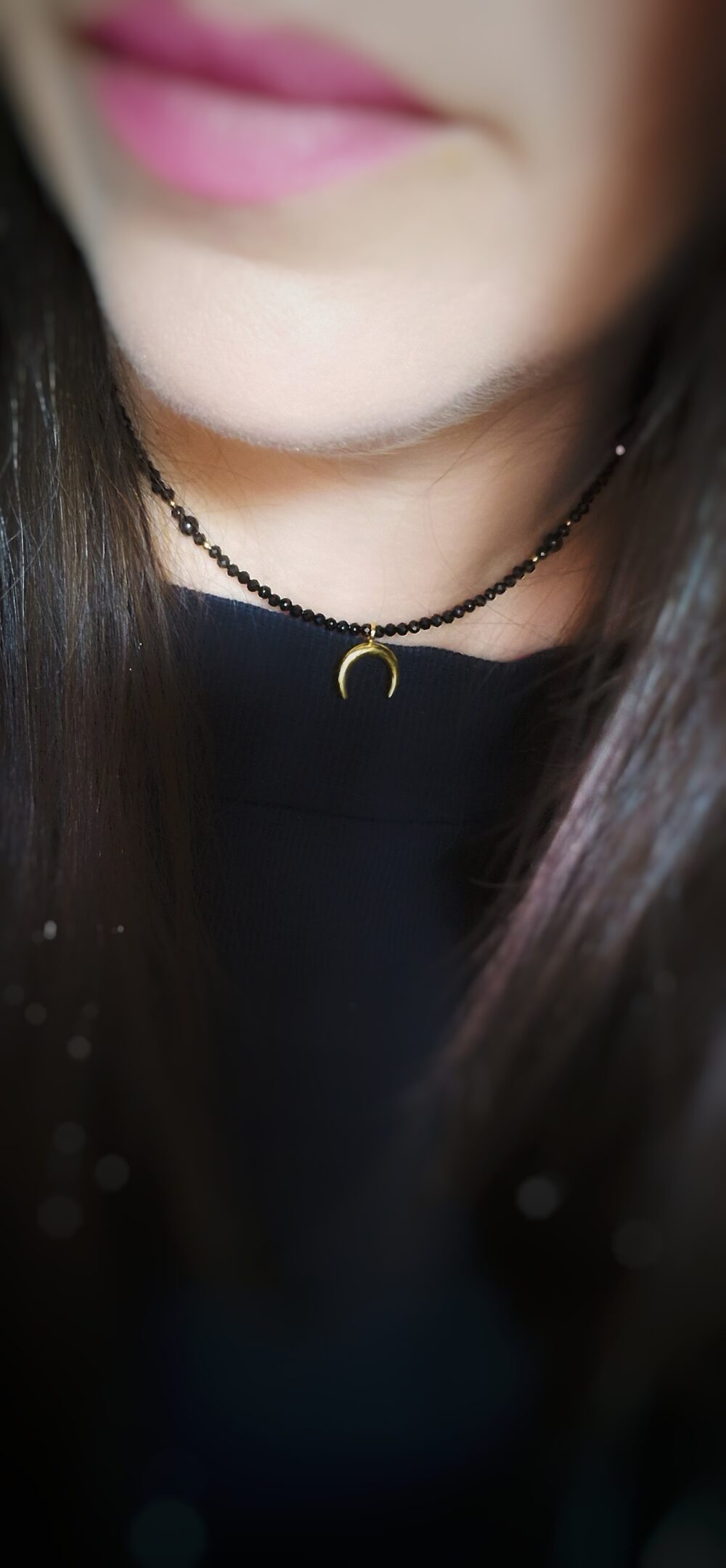Naszyjnik choker z kamieni Turmalin Lunula