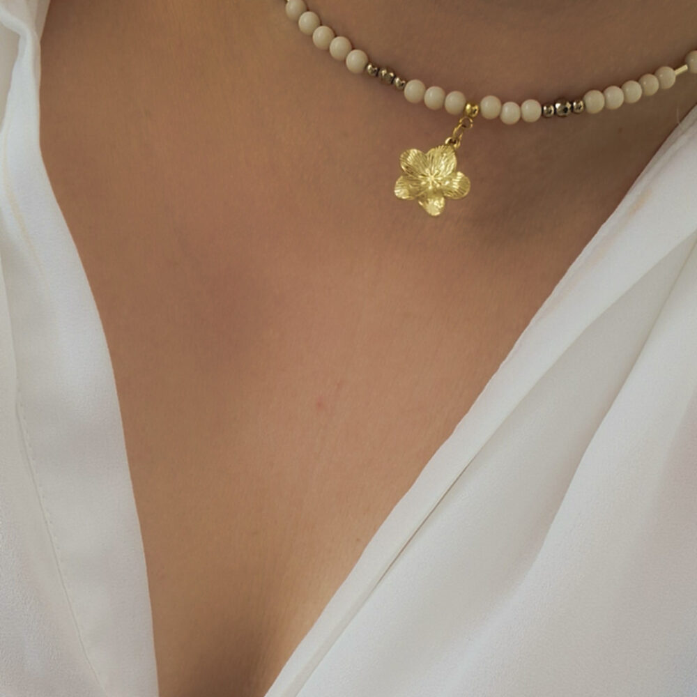 Naszyjnik choker z kamieni Jaspis Golden Blossom