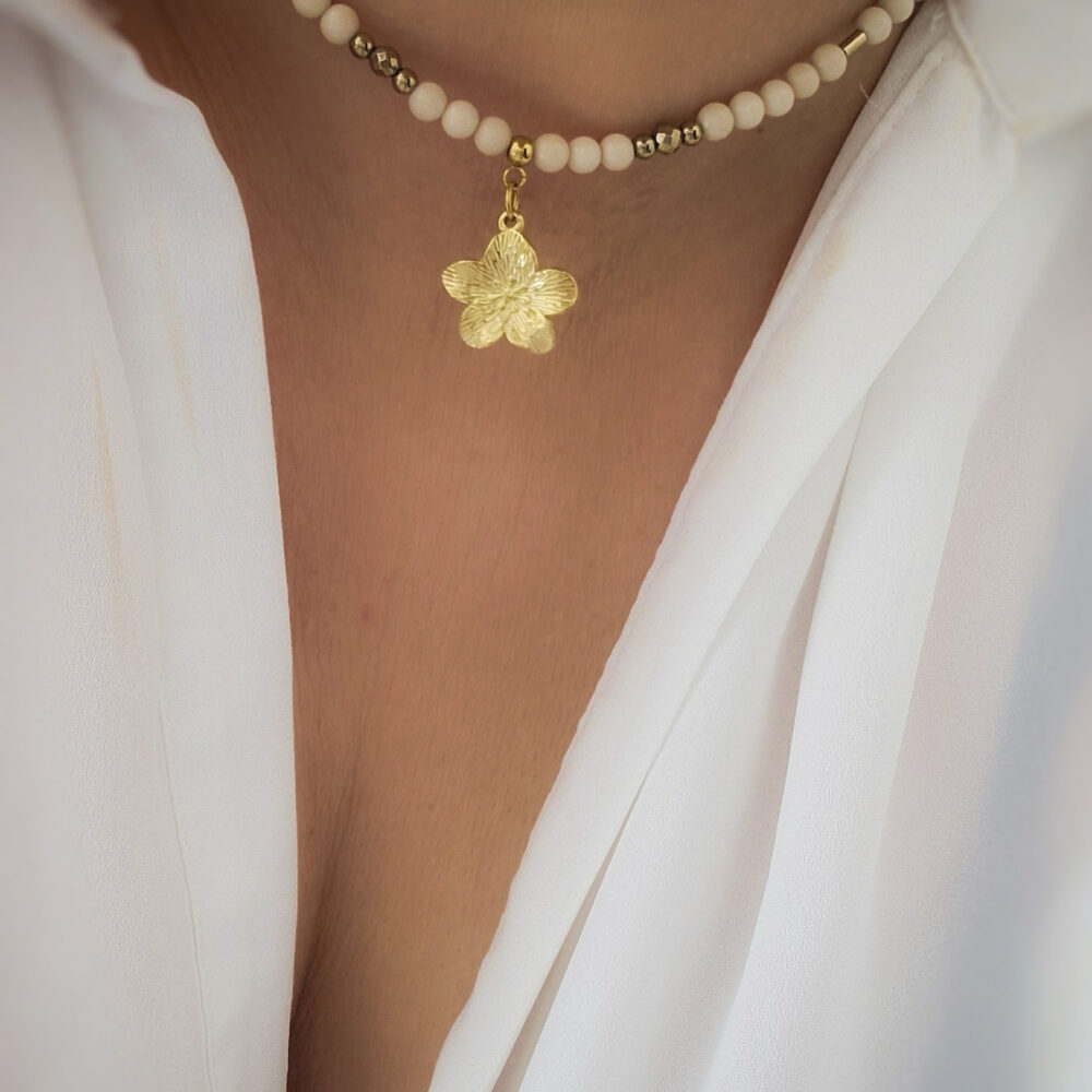 Naszyjnik choker z kamieni Jaspis Golden Blossom