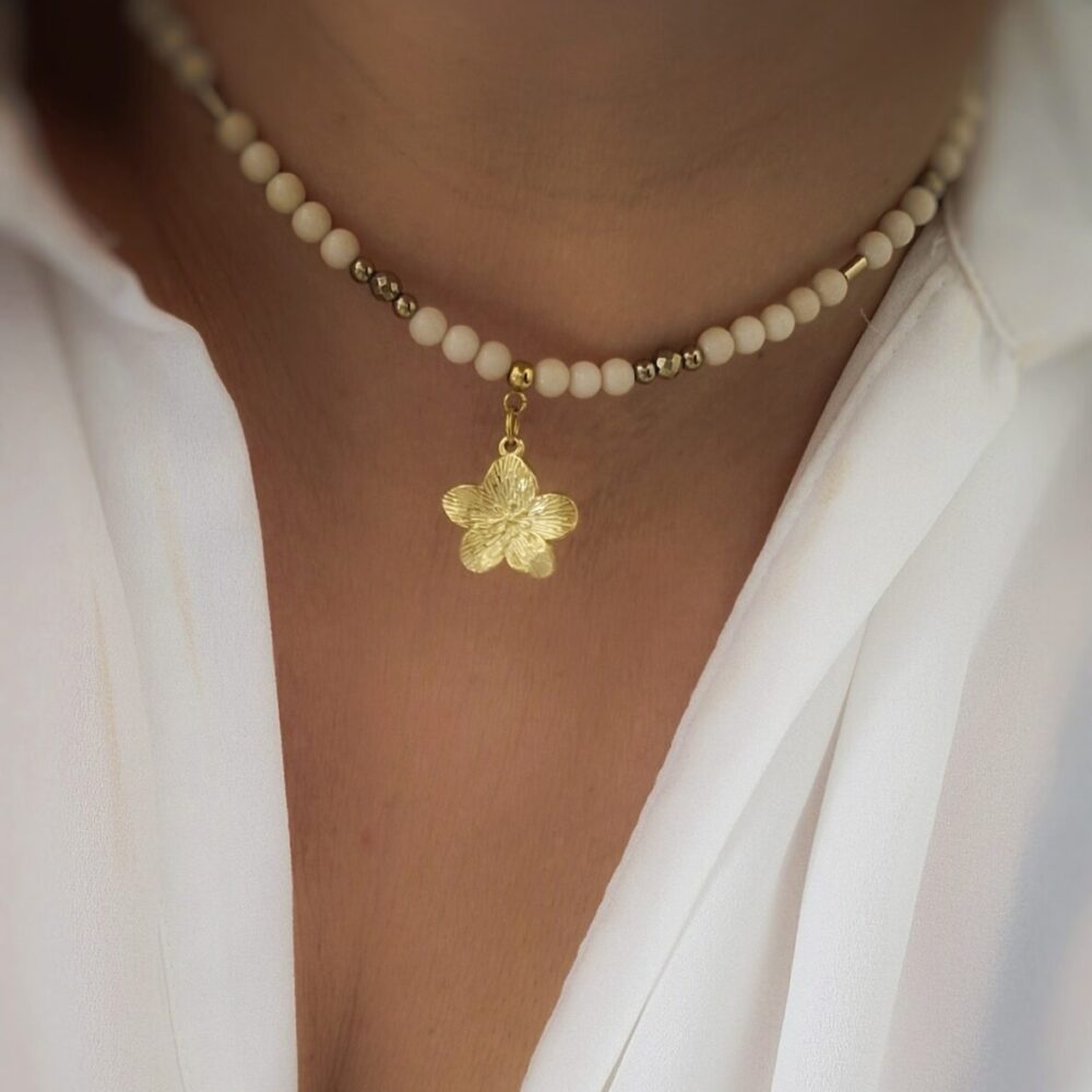 Naszyjnik choker z kamieni Jaspis Golden Blossom