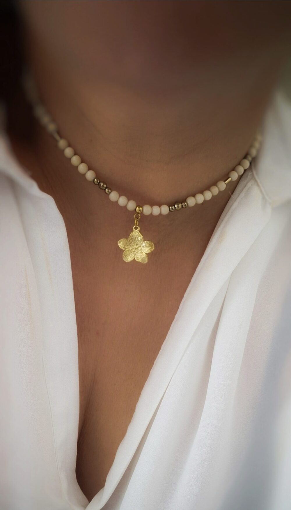 Naszyjnik choker z kamieni Jaspis Golden Blossom