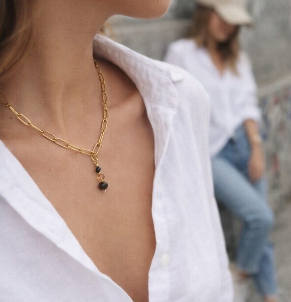 Naszyjnik łańcuszek Turmalin Cytryn Onyks