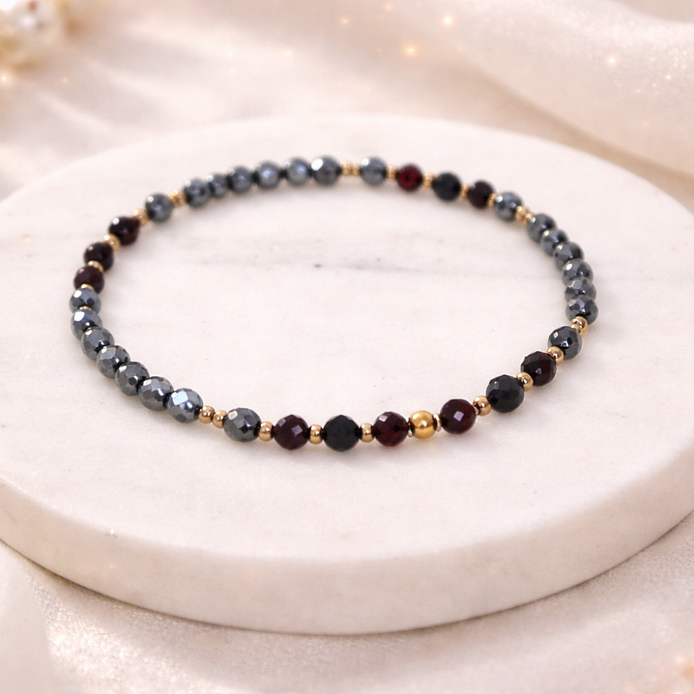 Bransoletka Hematyt Turmalin i Granat