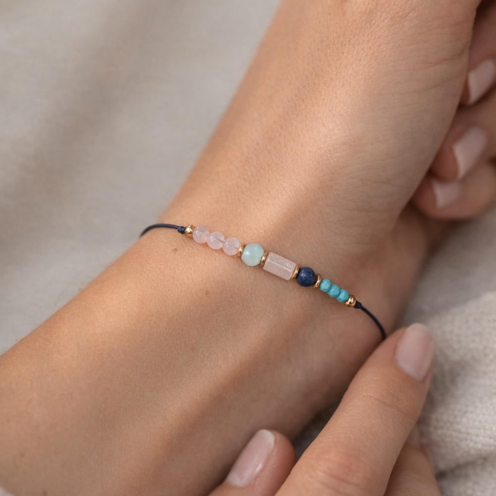 Bransoletka szczęścia Kwarc różowy Magnezyt