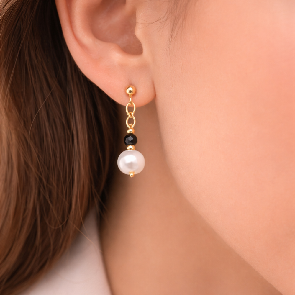 Kolczyki z kamieni Onyks Perła