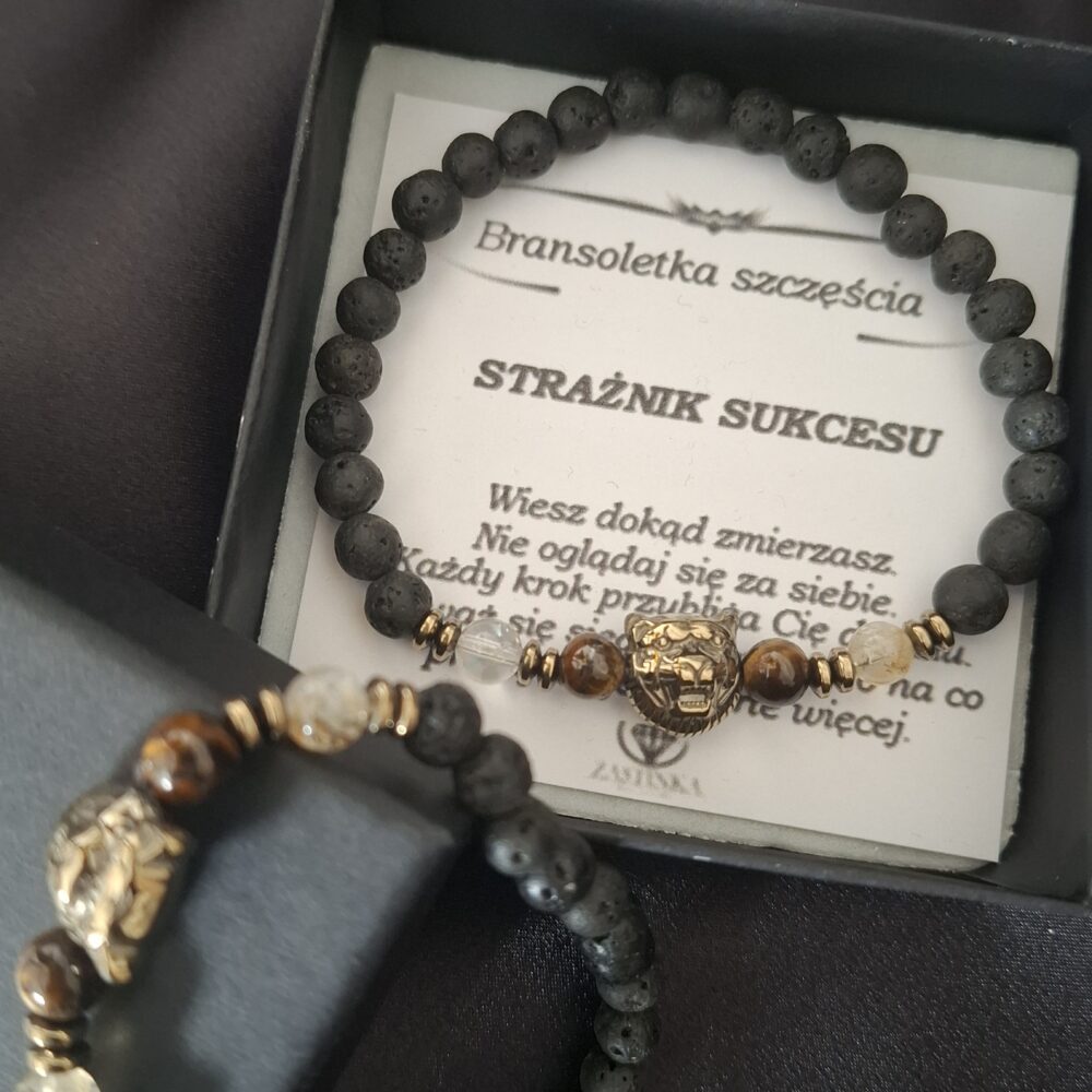 Bransoletka z kamieni męska STRAŻNIK SUKCESU Cytryn